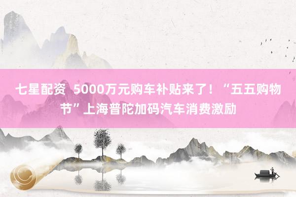 七星配资  5000万元购车补贴来了！“五五购物节”上海普陀加码汽车消费激励