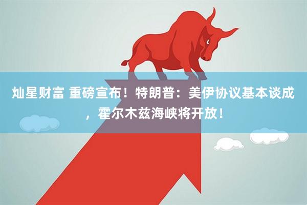 灿星财富 重磅宣布！特朗普：美伊协议基本谈成，霍尔木兹海峡将开放！
